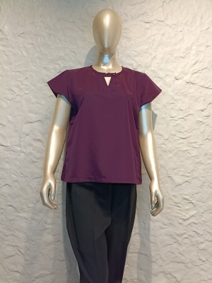 LA KASHA Casual Solid Women Purple Top