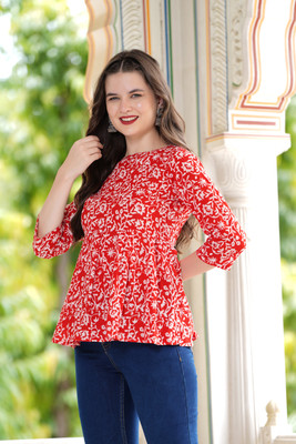 Bairaj Casual Printed Women Orange Top