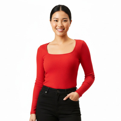 flirty touch Casual Solid Women Red Top