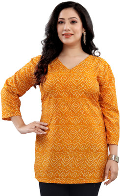 Amaira Fashion Casual Self Design Women Yellow, White Top