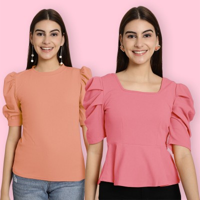 Tromko Casual Solid Women Pink Top