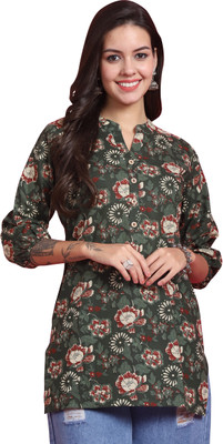 HouseOfCommon Women Printed Straight Kurta(Green)