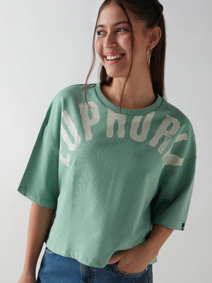 BEWAKOOF Casual Printed Women Green Top