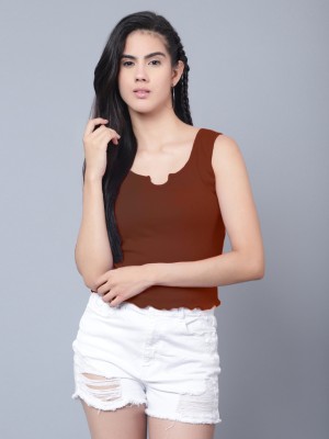 ALYANA Casual Solid Women Brown Top