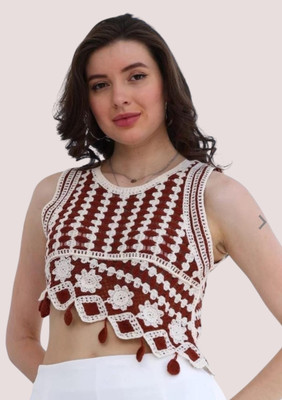 Epicedesigns Casual Self Design Women Brown, White Top