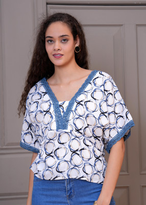 Fashion Point Casual Printed Women Grey Top