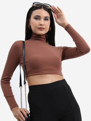 Tokyo Talkies Party Self Design Women Brown Top
