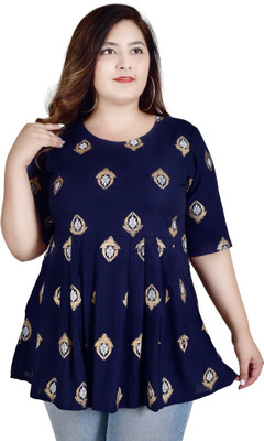 MAABILAI Casual Printed Women Blue Top