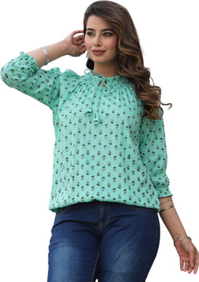 Pittra4ever Casual Printed Women Blue Top