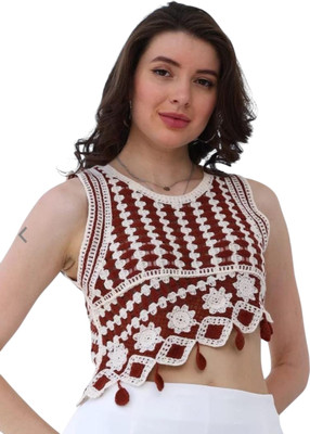 Laxmi Empire Casual Self Design Women Maroon Top