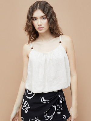 Ginger by Lifestyle Casual Solid Women Beige Top