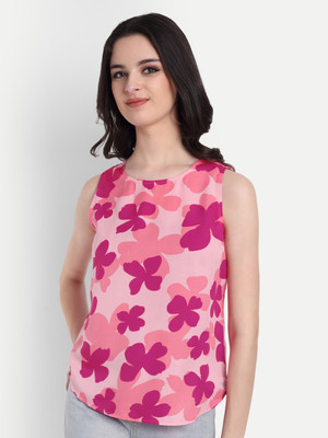 FairLeaf Casual Printed Women Pink Top