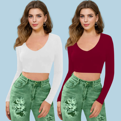 Dream Beauty Fashion Casual Solid Women Maroon Top