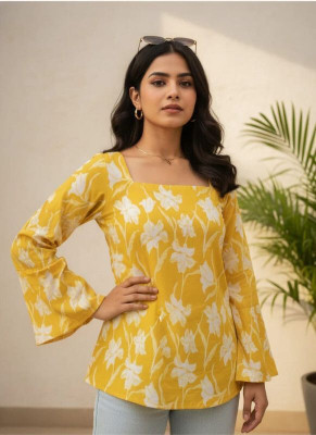 NMGS Formal Printed Women Yellow Top