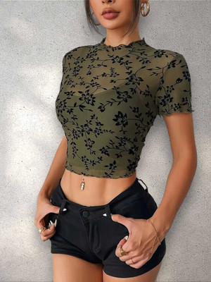 TheCozyNest Casual Printed Women Green Top
