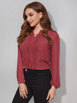 KERI PERRY Casual Printed Women Maroon Top