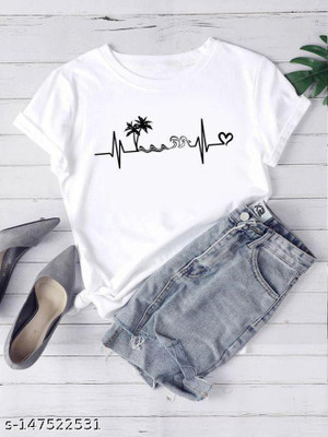 Take A Look At This HANFI Casual Printed Women White Top On Flipkart For Rs. 97 @ 81% off