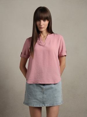 VERO MODA Casual Solid Women Pink Top
