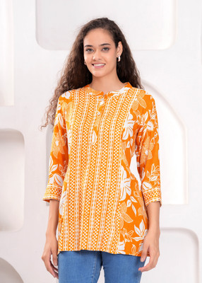 Highlight fashion export Casual Printed Women Yellow Top