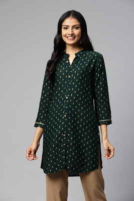 Highlight fashion export Casual Printed Women Green Top