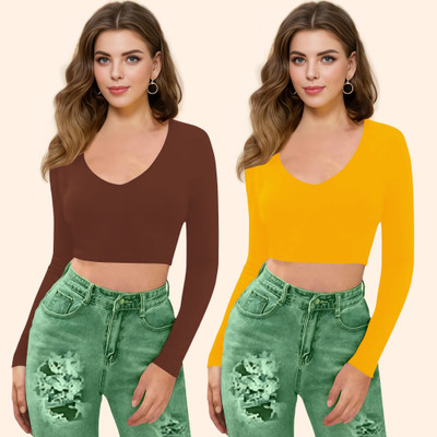 Maheshvi Casual Solid Women Yellow Top
