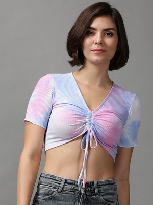 SHOWOFFFF Casual Tie & Dye Women Multicolor Top
