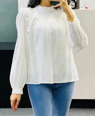 LADAKDI Casual Solid Women White Top