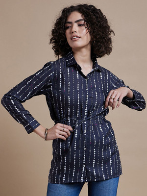 CORSICA Casual Printed Women Blue Top