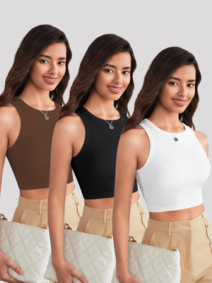 CILIMILI Casual Solid Women Black Top