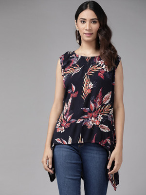 Yash Gallery Casual Printed Women Blue Top