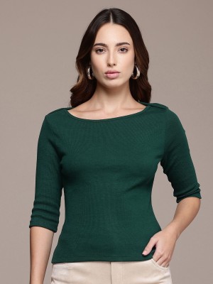 French Connection Casual Solid Women Green Top