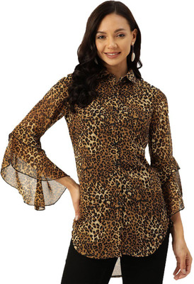 CHEMISTRY Party Printed Women Brown Top