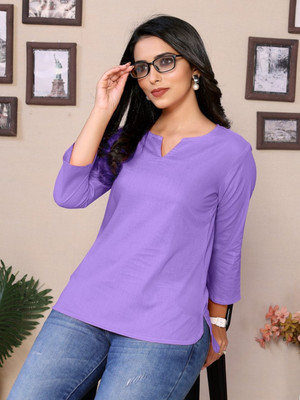 jimory Casual Self Design Women Purple Top