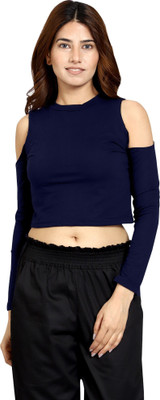 ROARERS Casual Solid Women Dark Blue Top