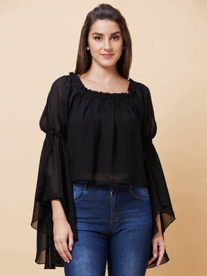 Globus Party Solid Women Black Top