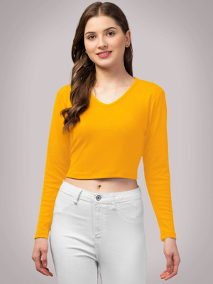 Maheshvi Casual Solid Women Yellow Top