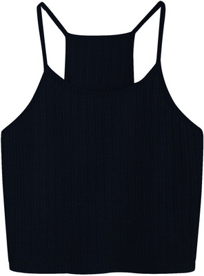 THE BLAZZE Casual Solid, Self Design Women Dark Blue Top