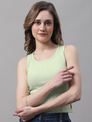 FBAR Casual Self Design Women Light Green Top