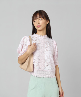 ONLY Casual Lace Women Pink Top
