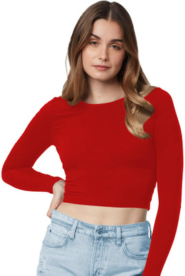 THE BLAZZE Casual Solid Women Red Top