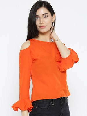 rapido Casual Solid Women Orange Top