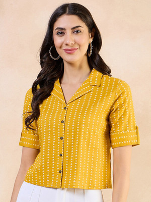 ANOUK Casual Printed Women Yellow Top