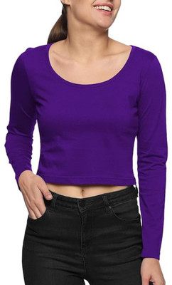 THE BLAZZE Casual Solid Women Purple Top