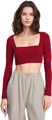 Kamedge Global Formal Self Design Women Maroon Top