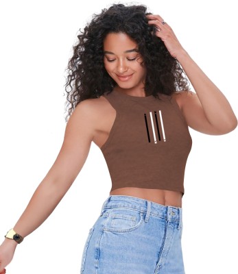 Fashion And Youth Casual Striped Women Brown Top