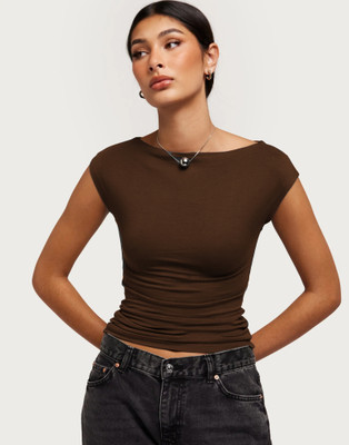 SIGHTBOMB Party Solid Women Brown Top