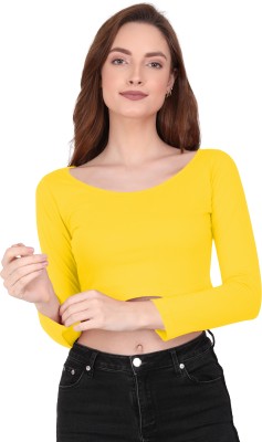 THE BLAZZE Casual Solid Women Yellow Top