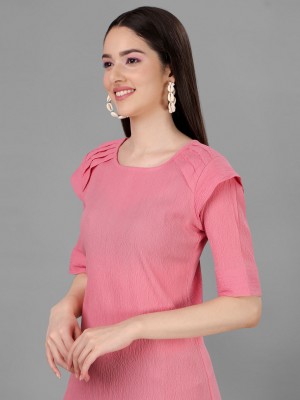 Kinjo Casual Solid Women Pink Top