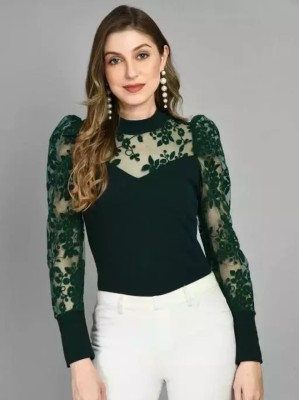 OWN FAHION CLASSIC Party Solid Women Dark Green Top