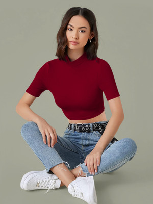 Kashonaa Casual Solid Women Maroon Top